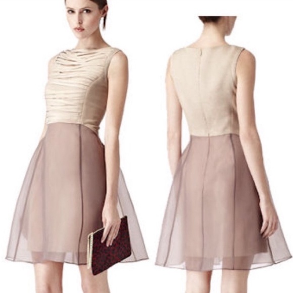 Reiss Adi Ribbon Double Skirt Dress Pink And Beige Size US 8 M.S.R.P 495.00 - Picture 2 of 12